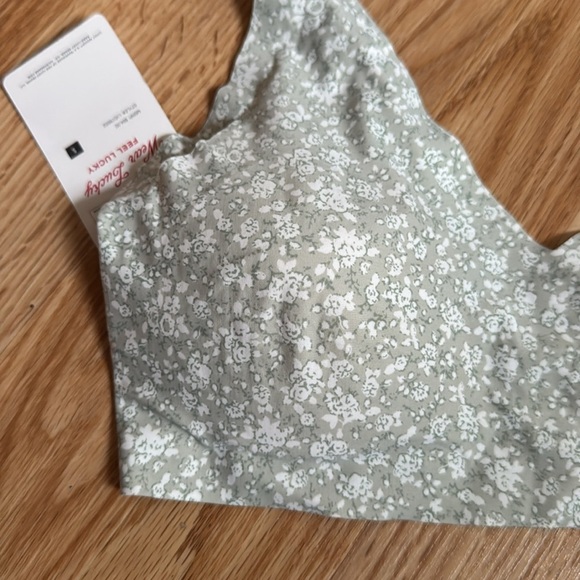 Lucky Brand sage floral laser cut lightly padded lounge bra. NWT. Small. - Picture 2 of 5